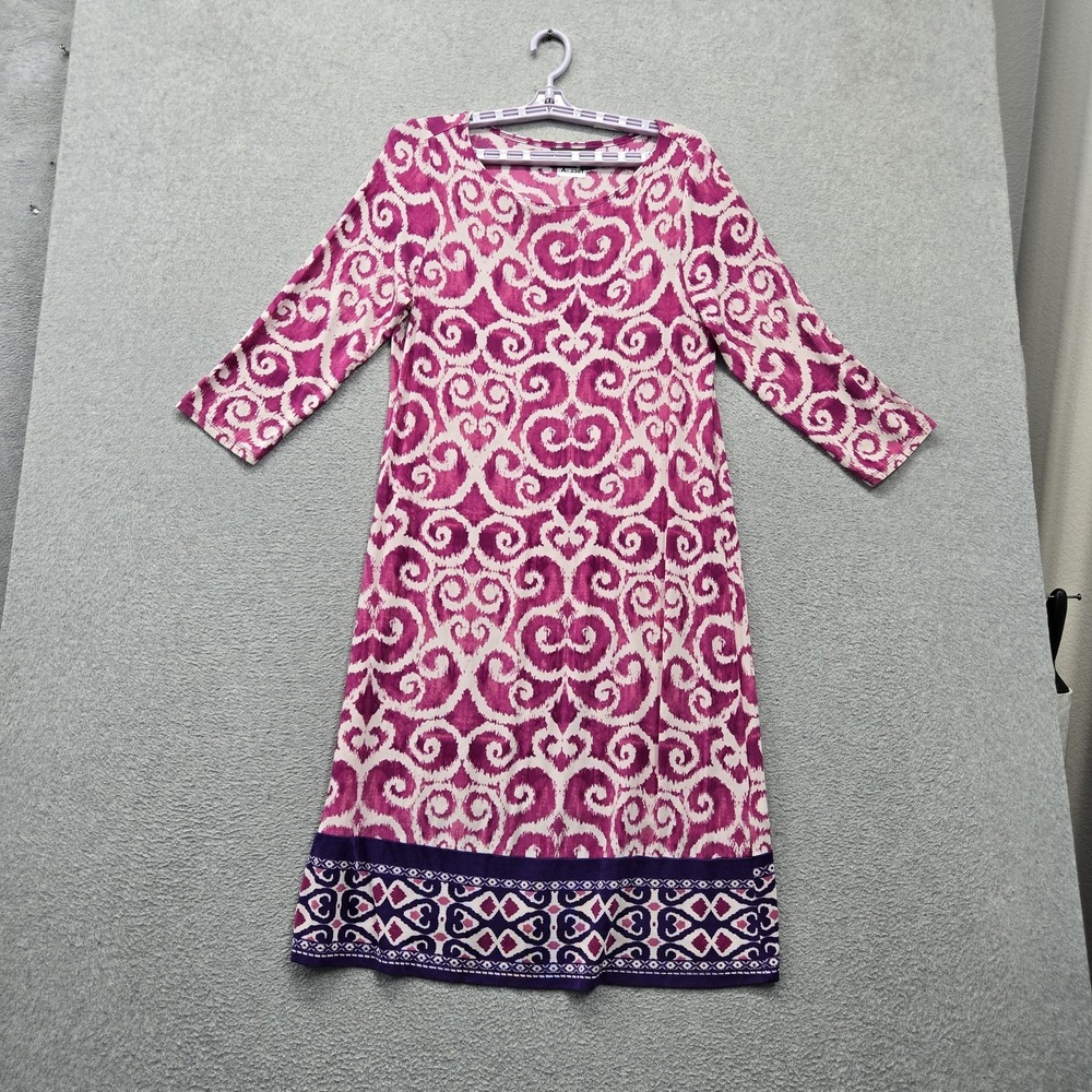 Chicos Women Dress 1 Pink Geometric Shift Romantic 3/4 Sleeve Travelers